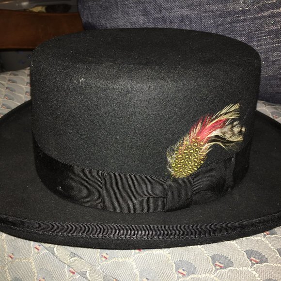 WOOL FELT Mens Hat w Feather - Picture 1 of 6